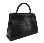 Hermes Kelly 32 Black Crocodile Gold Hardware Vintage