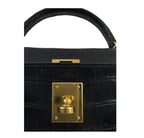 Hermes Kelly 32 Black Crocodile Gold Hardware Vintage