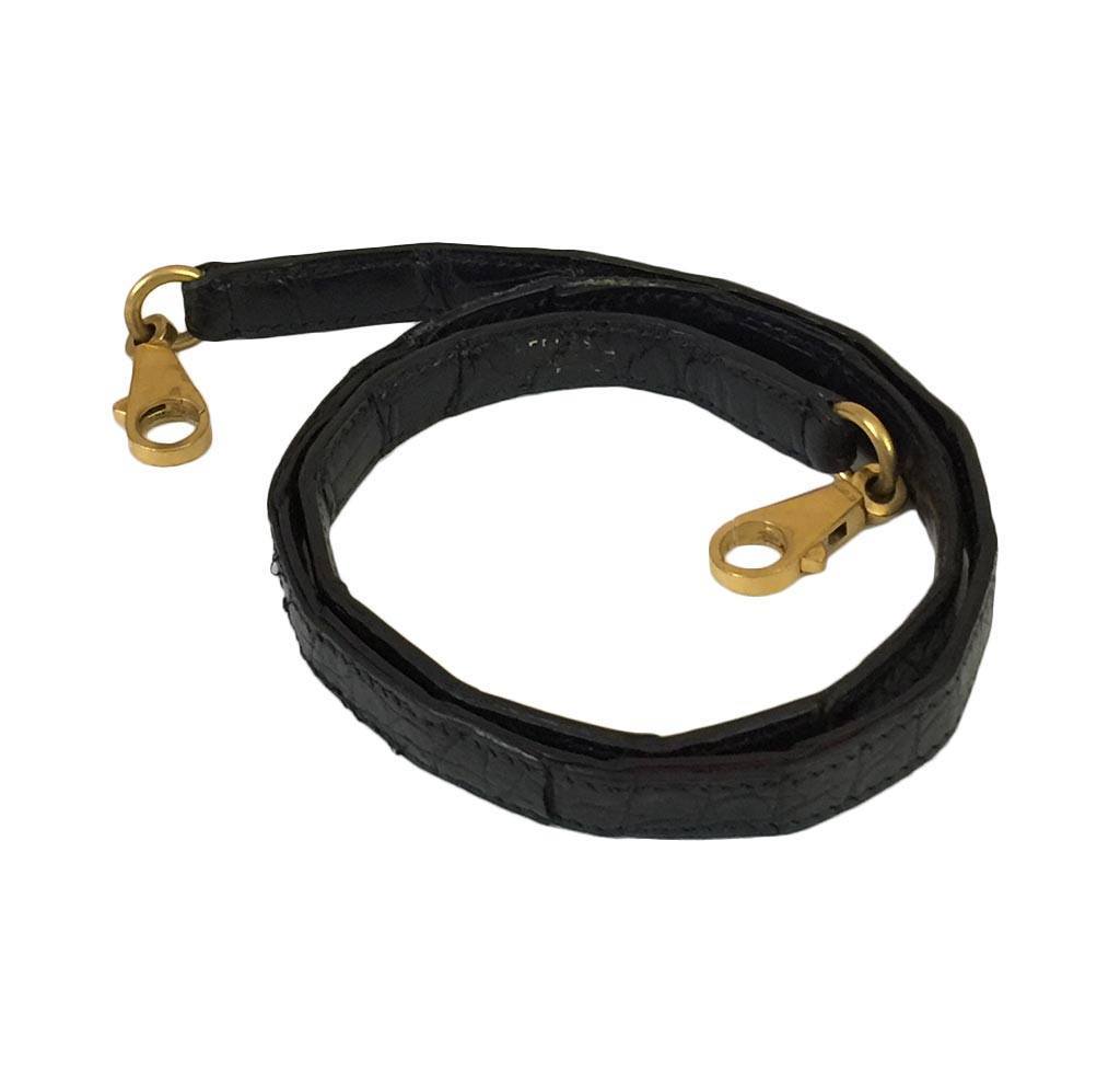 Hermes Kelly 32 Black Crocodile Gold Hardware Vintage