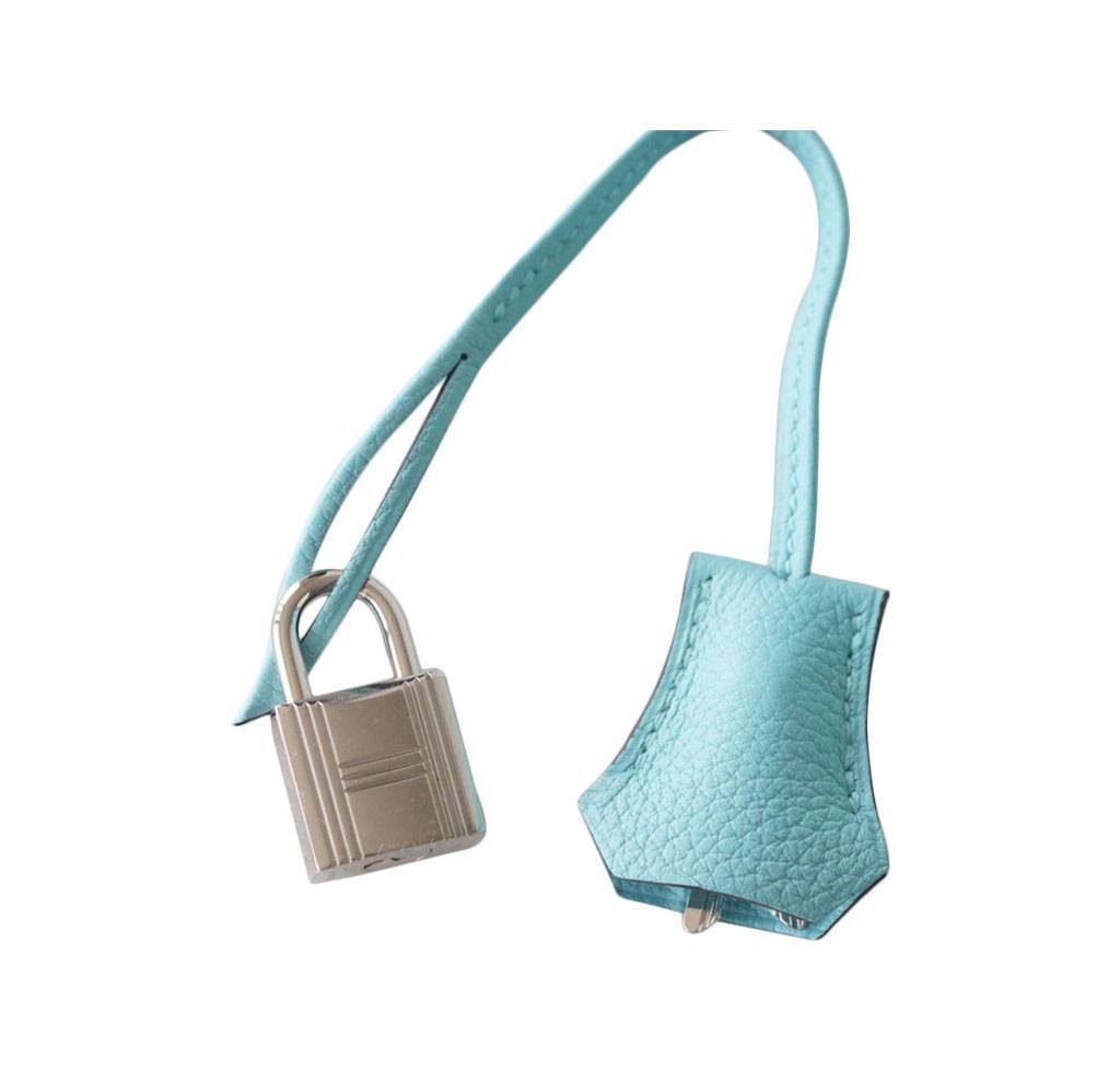 Hermes Kelly 28 Blue Atoll Togo Leather Palladium Hardware