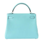 Hermes Kelly 28 Blue Atoll Togo Leather Palladium Hardware