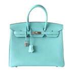 Hermes Birkin 35 Blue Atoll Togo Leather Palladium Hardware