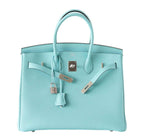 Hermes Birkin 35 Blue Atoll Togo Leather Palladium Hardware