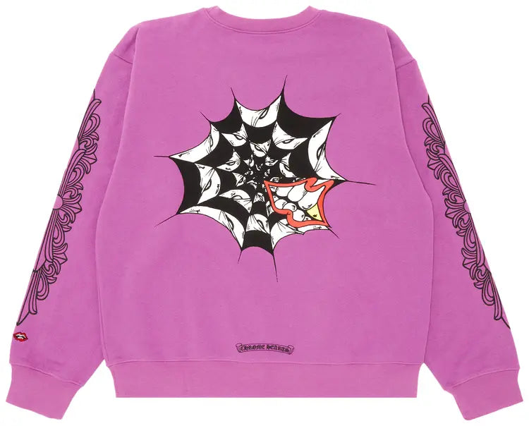 Chrome Hearts Matty Boy Spider Web Crewneck Sweatshirt in Purple