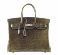 Hermes Birkin 35 Vert Veronese Porosus Crocodile Palladium Hardware