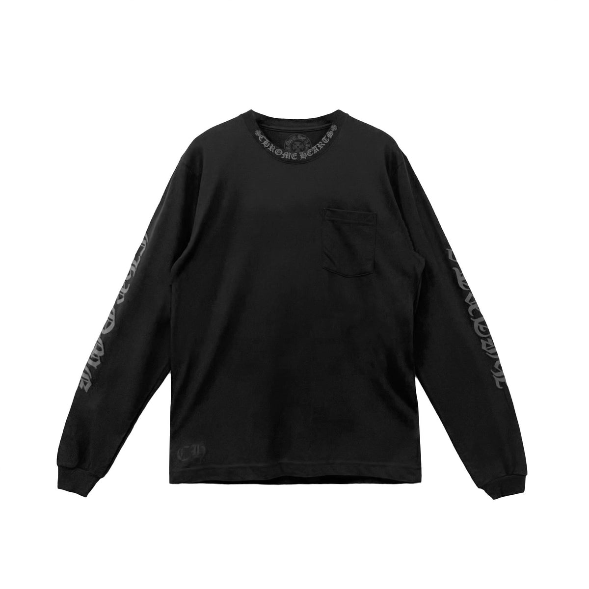 Chrome Hearts Black Letter Collar Long Sleeve Tee