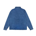 Chrome Hearts Denim Leather Cross Work Dog Shirt Jacket in Indigo Blue