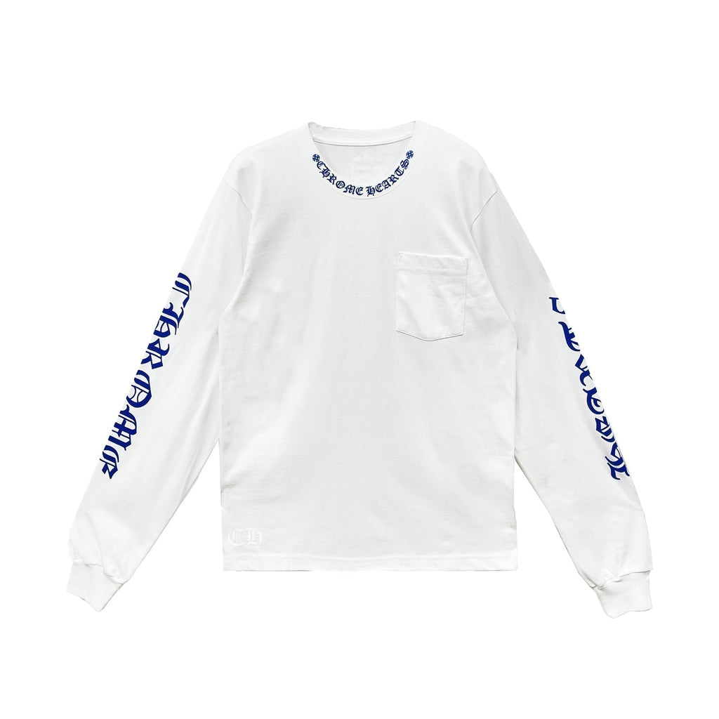 Chrome Hearts Blue Neck Logo Long Sleeve T-Shirt Tee front