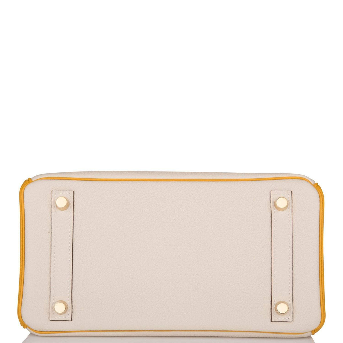 Hermes Horseshoe Stamp (HSS) Bi-Color Craie and Jaune Ambre Togo Birkin 25cm Brushed Gold Hardware