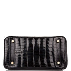 Hermes Black Shiny Niloticus Crocodile Birkin 25cm Gold Hardware