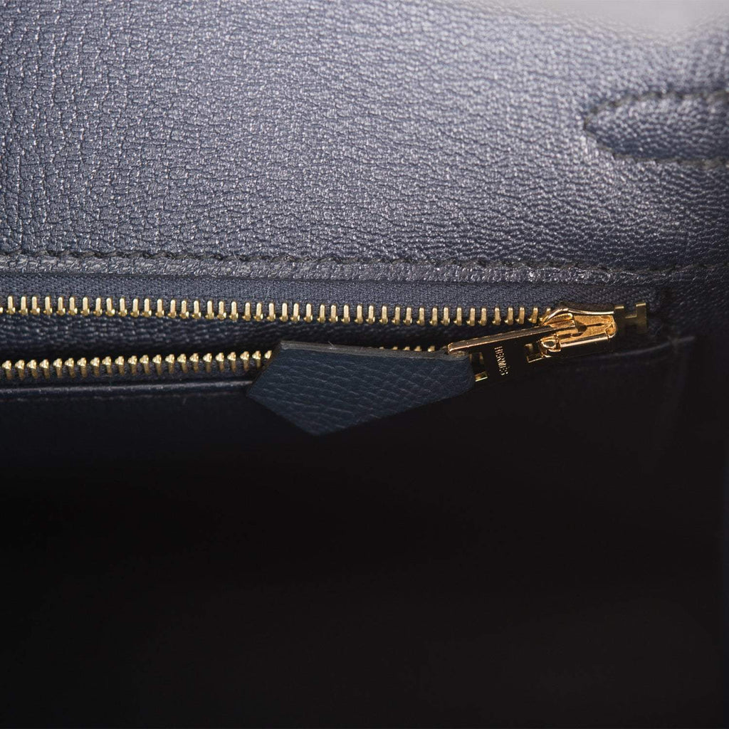 Hermes Birkin Sellier 25 Bleu Indigo Epsom Gold Hardware
