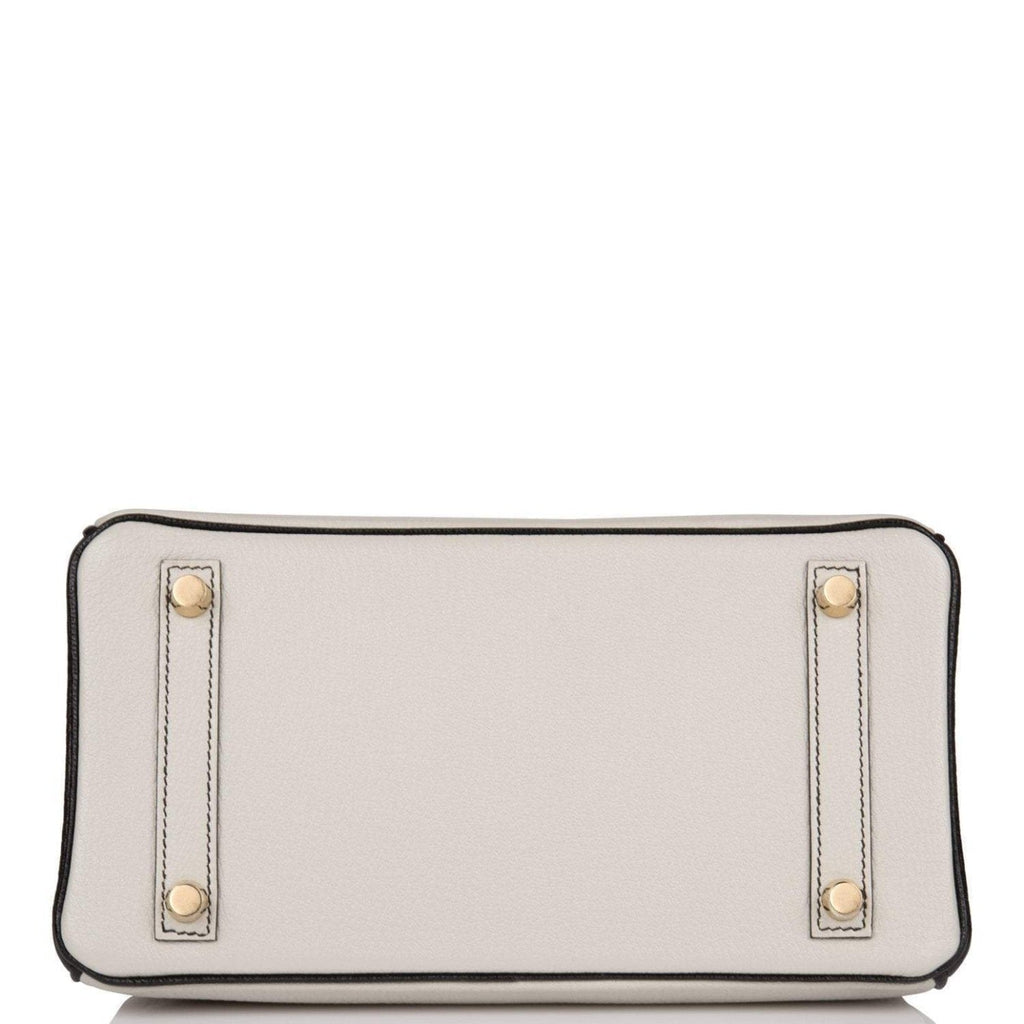 Birkin 25 Gris Perle and Black Chèvre Brushed Gold Hardware