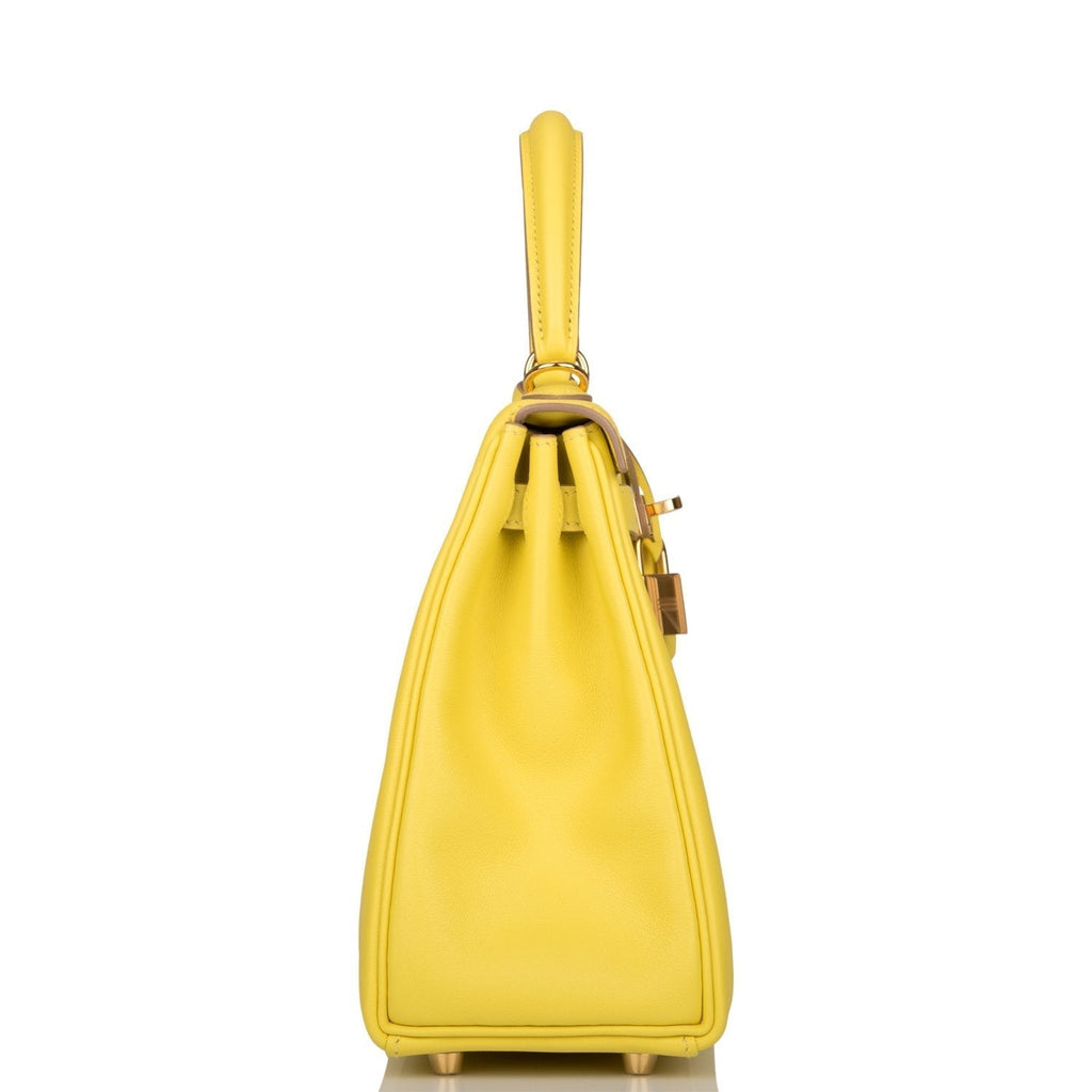 Hermes Lime Swift Retourne Kelly 25cm Gold Hardware