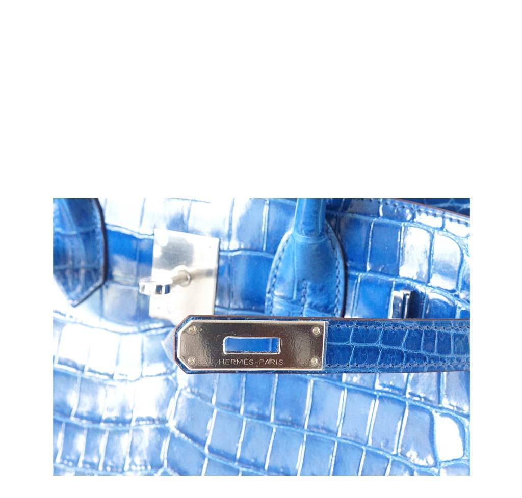 Hermes Birkin 30 Mykonos Crocodile Leather Palladium Hardware