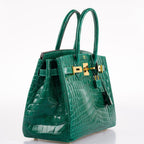 Hermes Birkin 30 Vert Emerald Niloticus Crocodile Gold Hardware - 2019, D