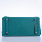 Hermes Birkin 30 Vert Verone Ostrich Palladium Hardware - 2020, Y