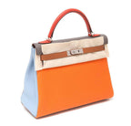 Hermes Kelly 32 Arlequin Limited Edition Multi Color Clemence Leather Palladium Hardware