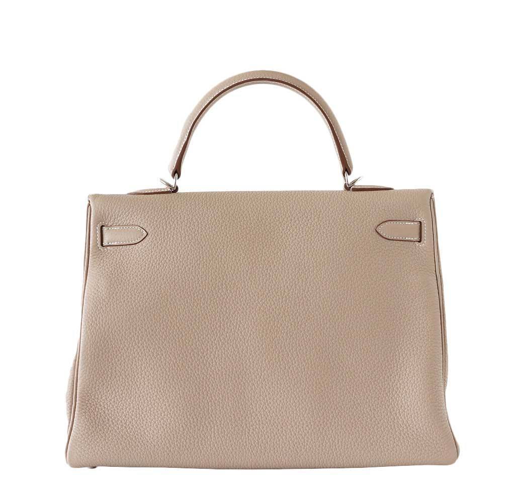 Hermes Kelly 35 Argile Supple Bag PHW