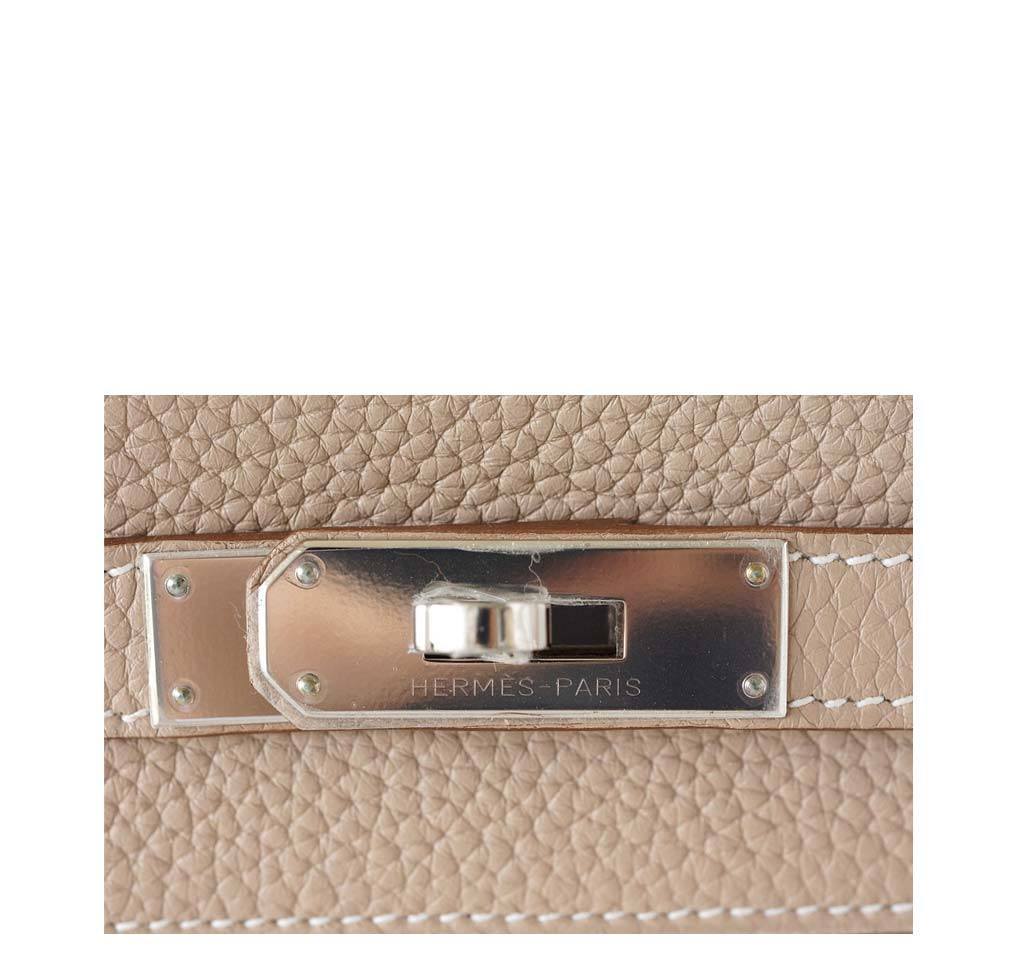 Hermes Kelly 35 Argile Supple Bag PHW