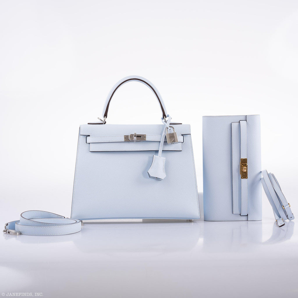 Hermes Kelly Wallet To Go Blue Brume Epsom Gold Hardware