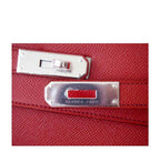 Hermes Kelly 32 Sellier Flag Flamingo Coral Epsom Leather Palladium Hardware