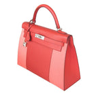 Hermes Kelly 32 Sellier Flag Flamingo Coral Epsom Leather Palladium Hardware