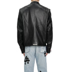 Chrome Hearts White & Pink Cross Leather Patch Jacket in Black