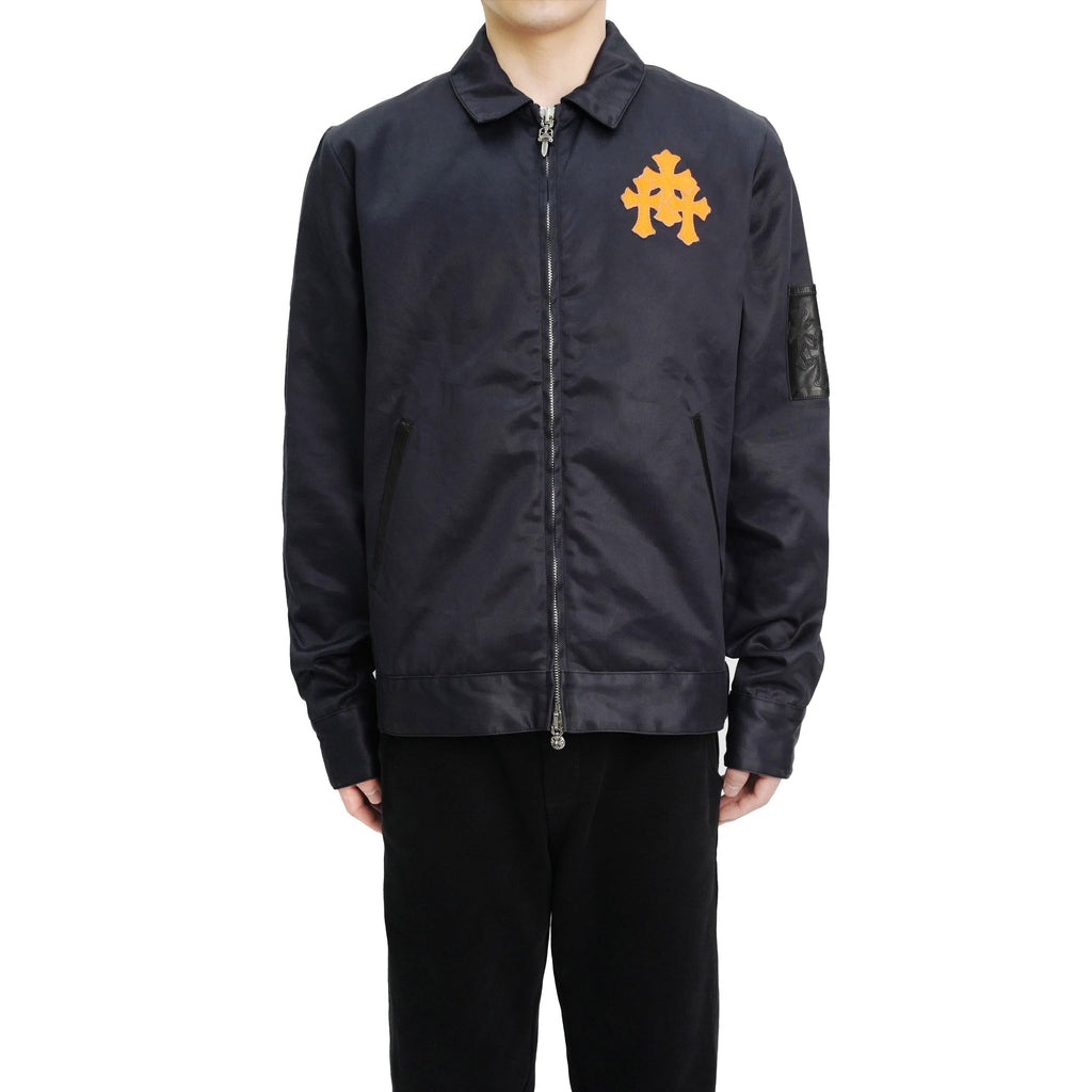 Chrome Hearts F&F Orange Triple Cross Nylon Zip Up Jacket in Navy