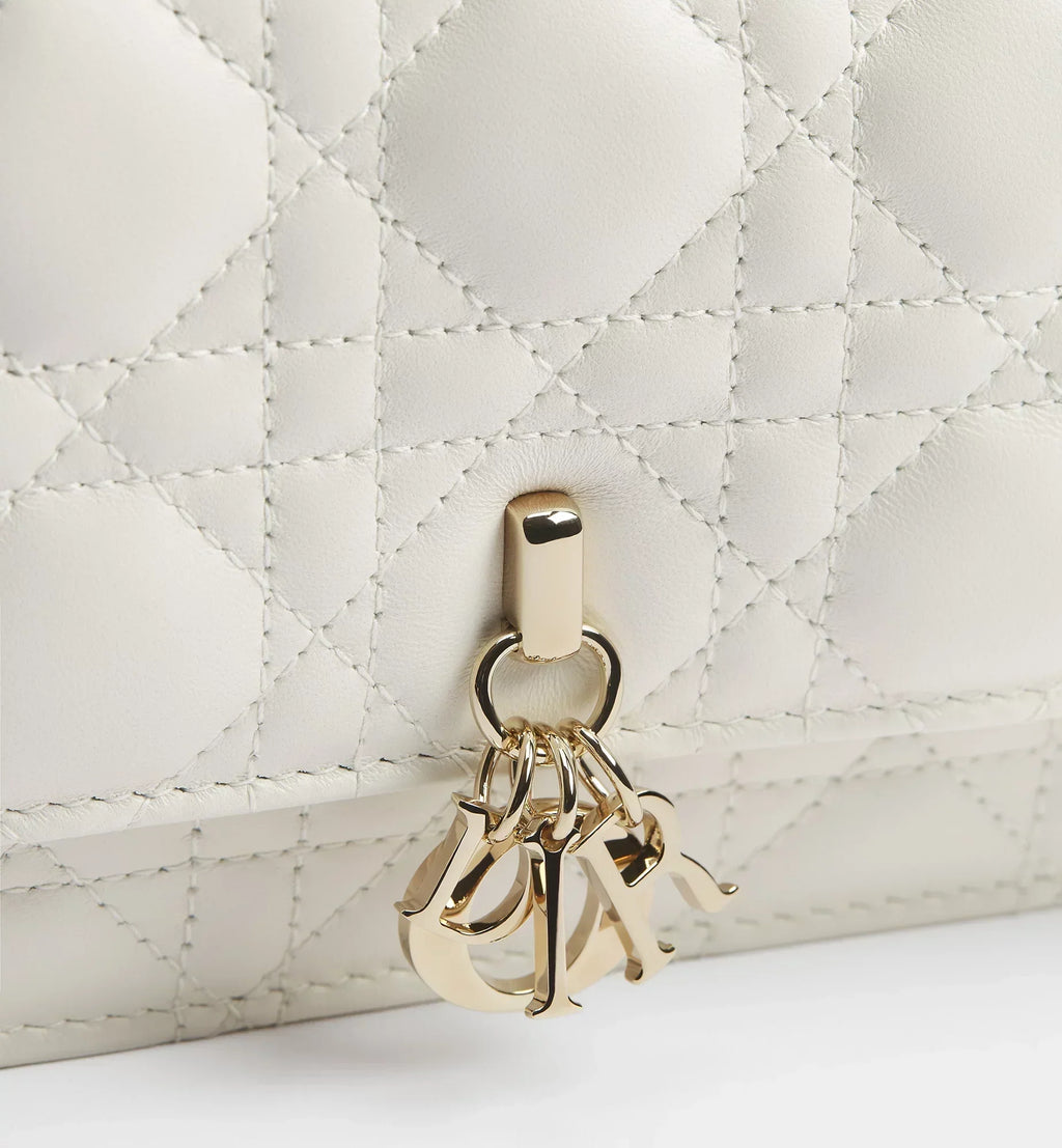 Dior My Dior Cannage Lambskin Top Handle Bag - White
