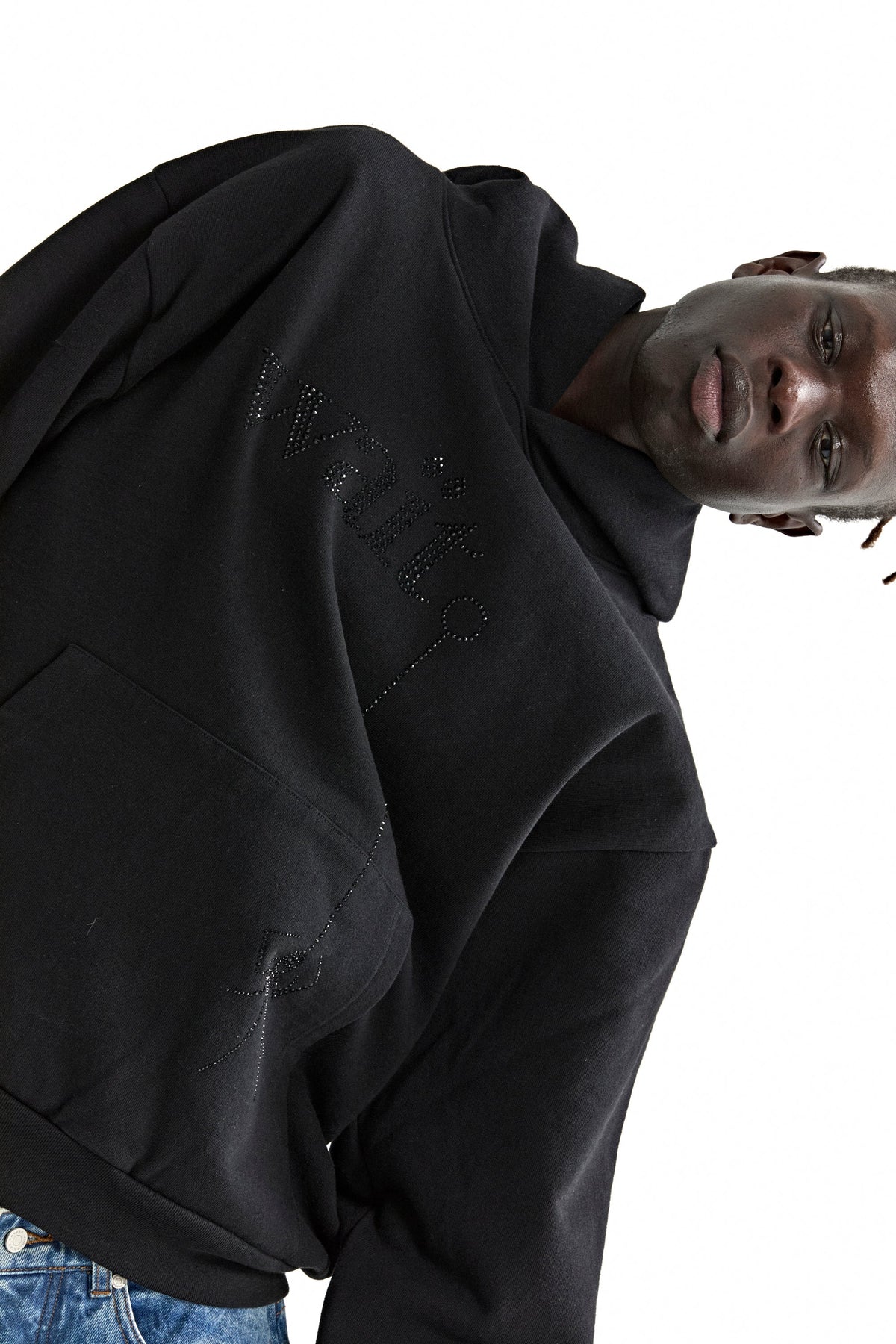 Sp5der Wait Stone Hoodie - Black