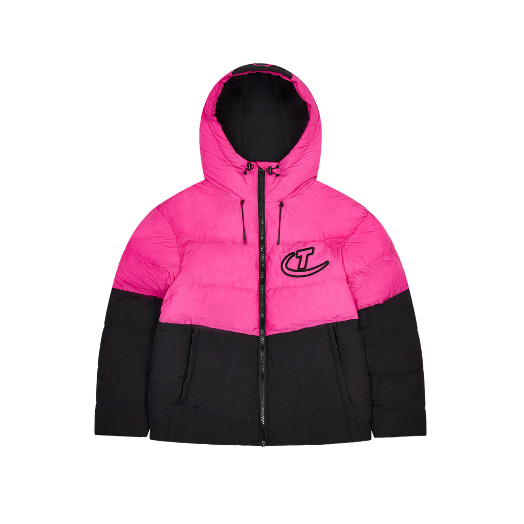 Trapstar Hyperdrive Hooded Puffer Jacket - Black / Pink