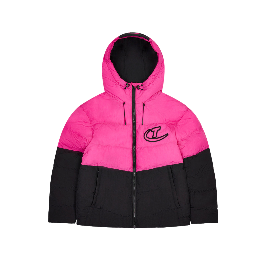 Trapstar Hyperdrive Hooded Puffer Jacket - Black / Pink