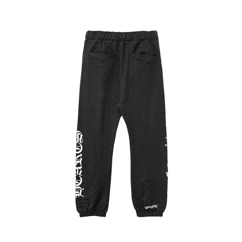 Chrome Hearts All Over Monogram Horseshoe Logo Sweatpants in Black