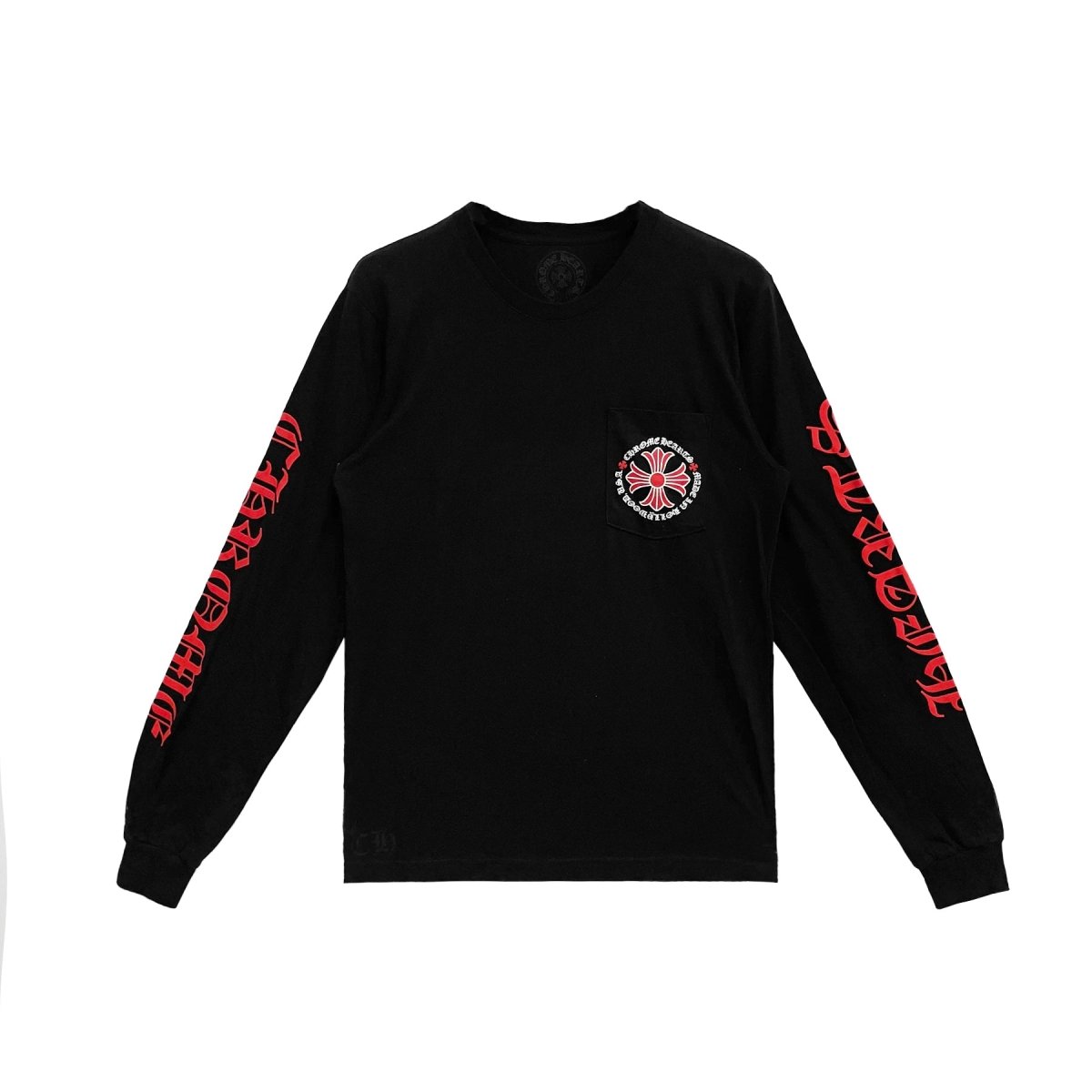 Chrome Hearts Black Hollywood Red Cross Logo Long Sleeve Shirt - back view