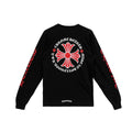 Chrome Hearts Black Hollywood Red Cross Logo Long Sleeve Shirt - front view