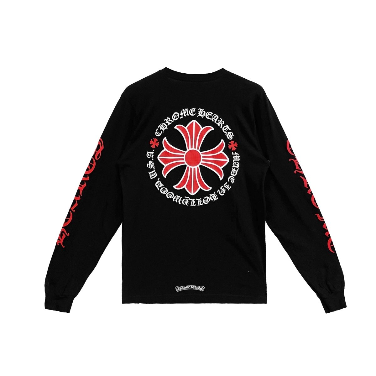 Chrome Hearts Black Hollywood Red Cross Logo Long Sleeve Shirt - front view