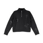 Chrome Hearts Black Patent Leather Cross Half Zip Sweatshirt