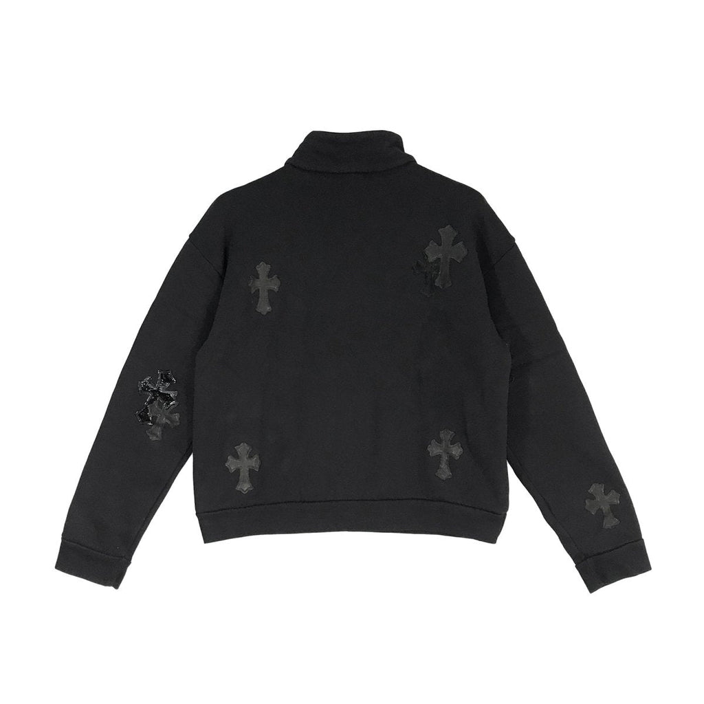 Chrome Hearts Black Patent Leather Cross Half Zip Sweatshirt
