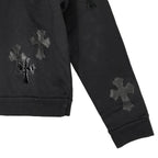 Chrome Hearts Black Patent Leather Cross Half Zip Sweatshirt