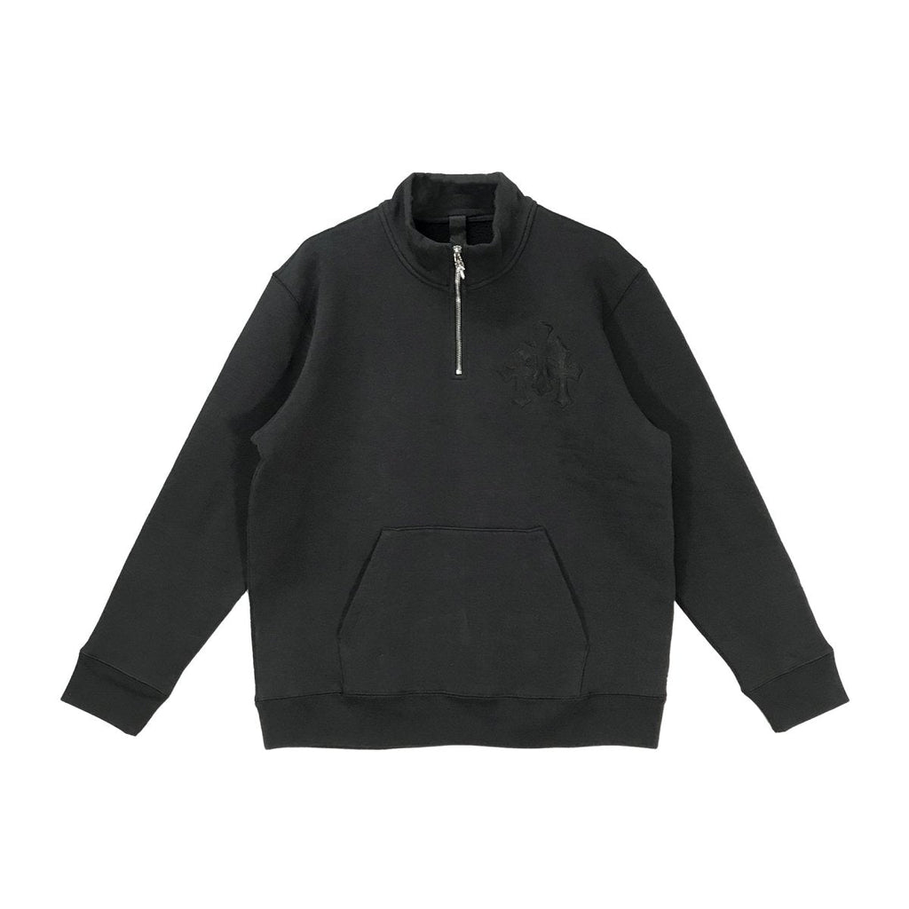Chrome Hearts Black Triple Cross Half Zip Sweatshirt