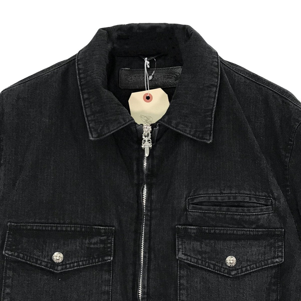 Chrome Hearts Black Wash Denim Dagger Zip Jacket