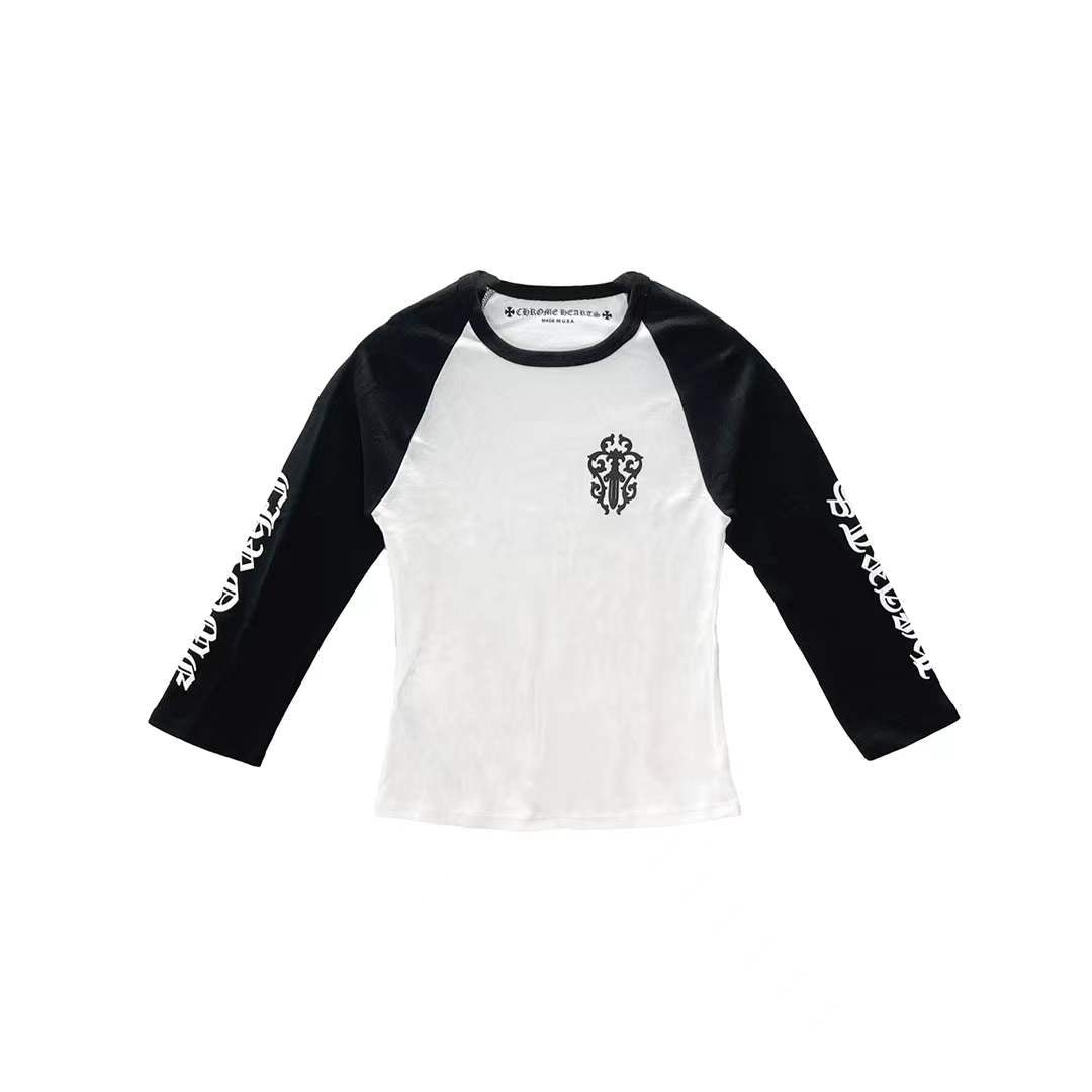 Chrome Hearts Black White Dagger Baseball Long Mid Sleeve Babyshirt