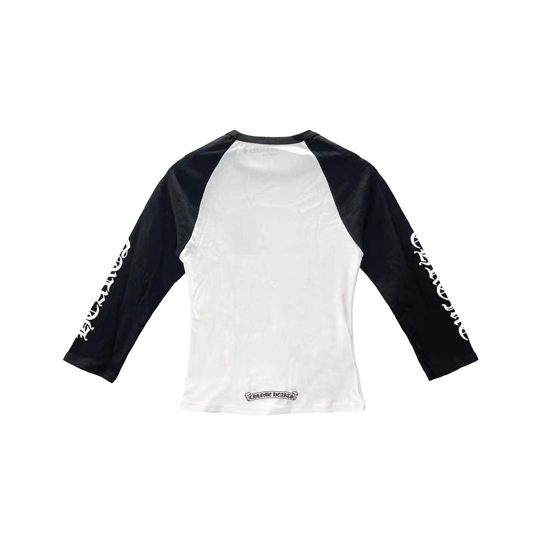 Chrome Hearts Black White Dagger Baseball Long Mid Sleeve Babyshirt