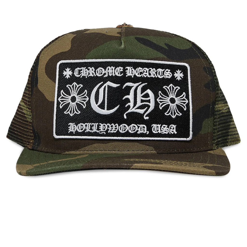 Chrome Hearts CH Hollywood Trucker Cap - Camo Green