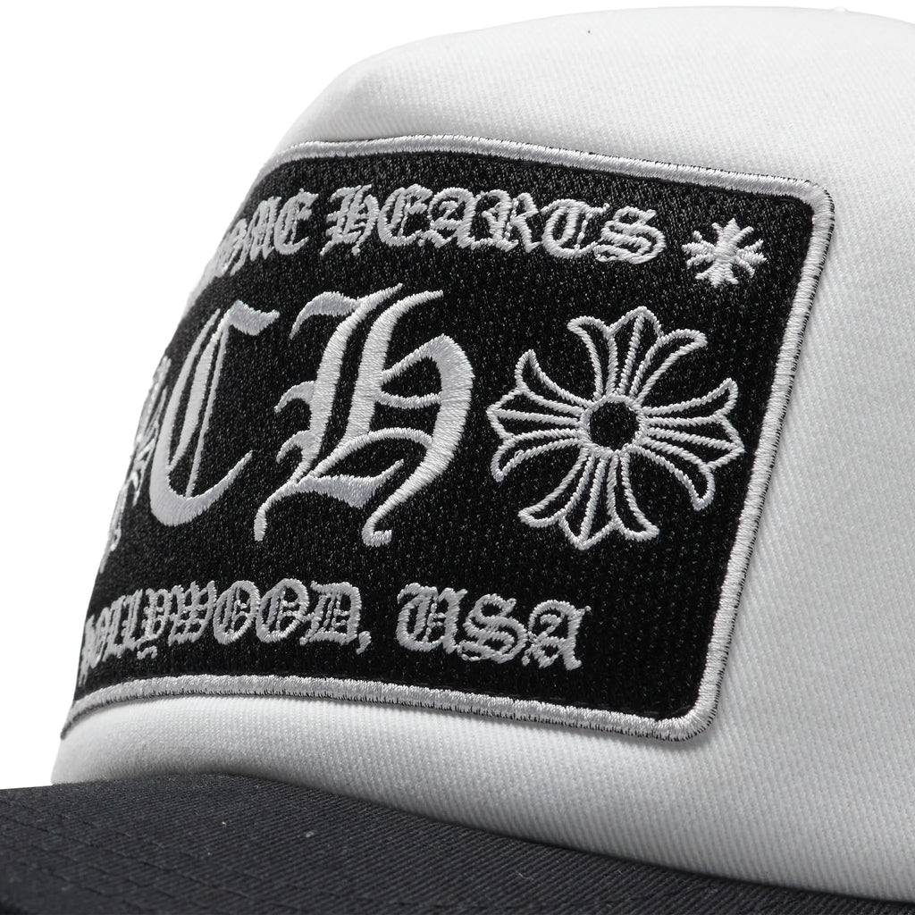 Chrome Hearts CH Hollywood Trucker Cap - White/Black