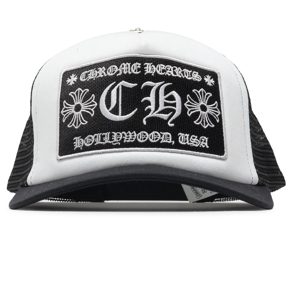 Chrome Hearts CH Hollywood Trucker Cap - White/Black