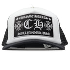 Chrome Hearts CH Hollywood Trucker Cap - White/Black