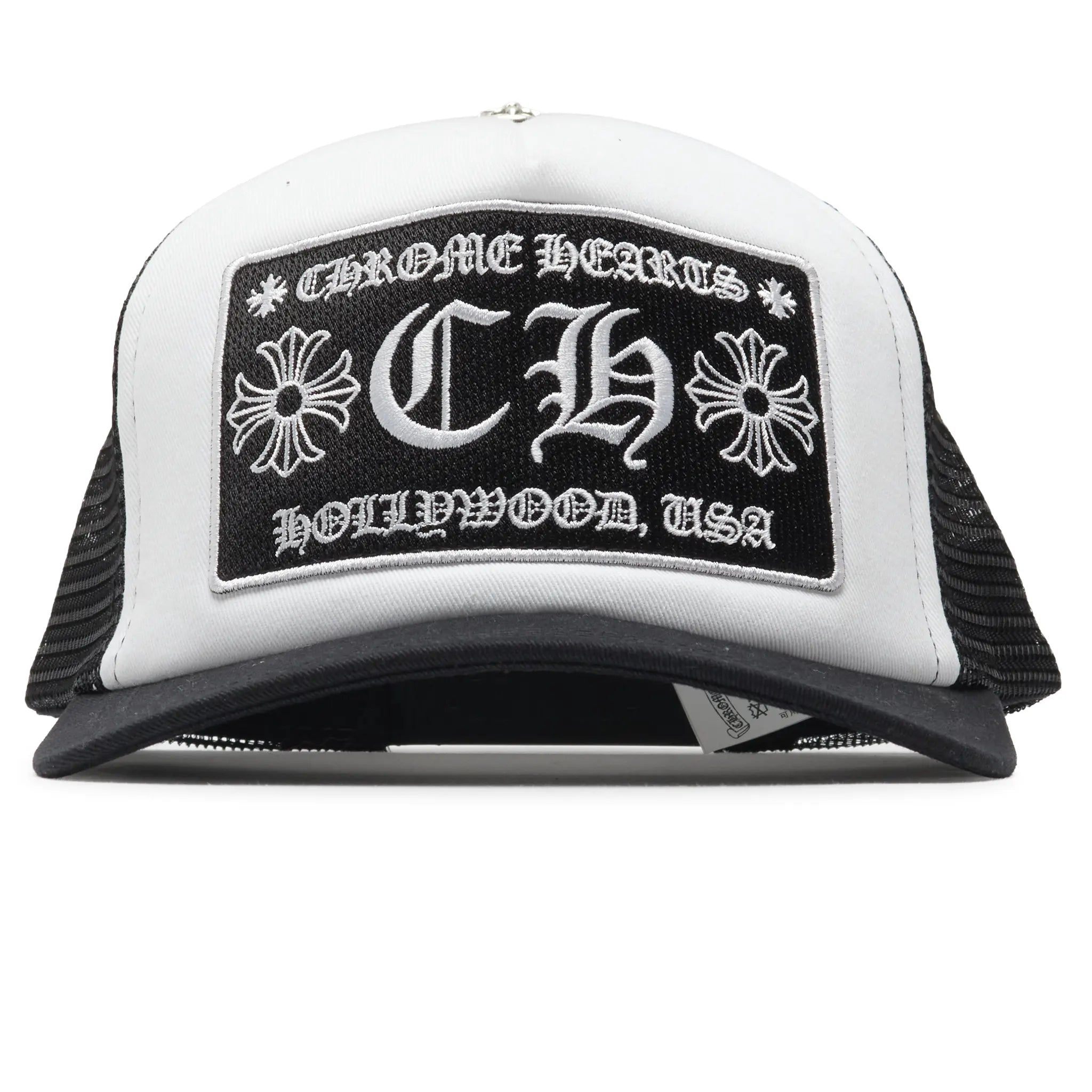 Chrome Hearts CH Hollywood Trucker Cap - White/Black