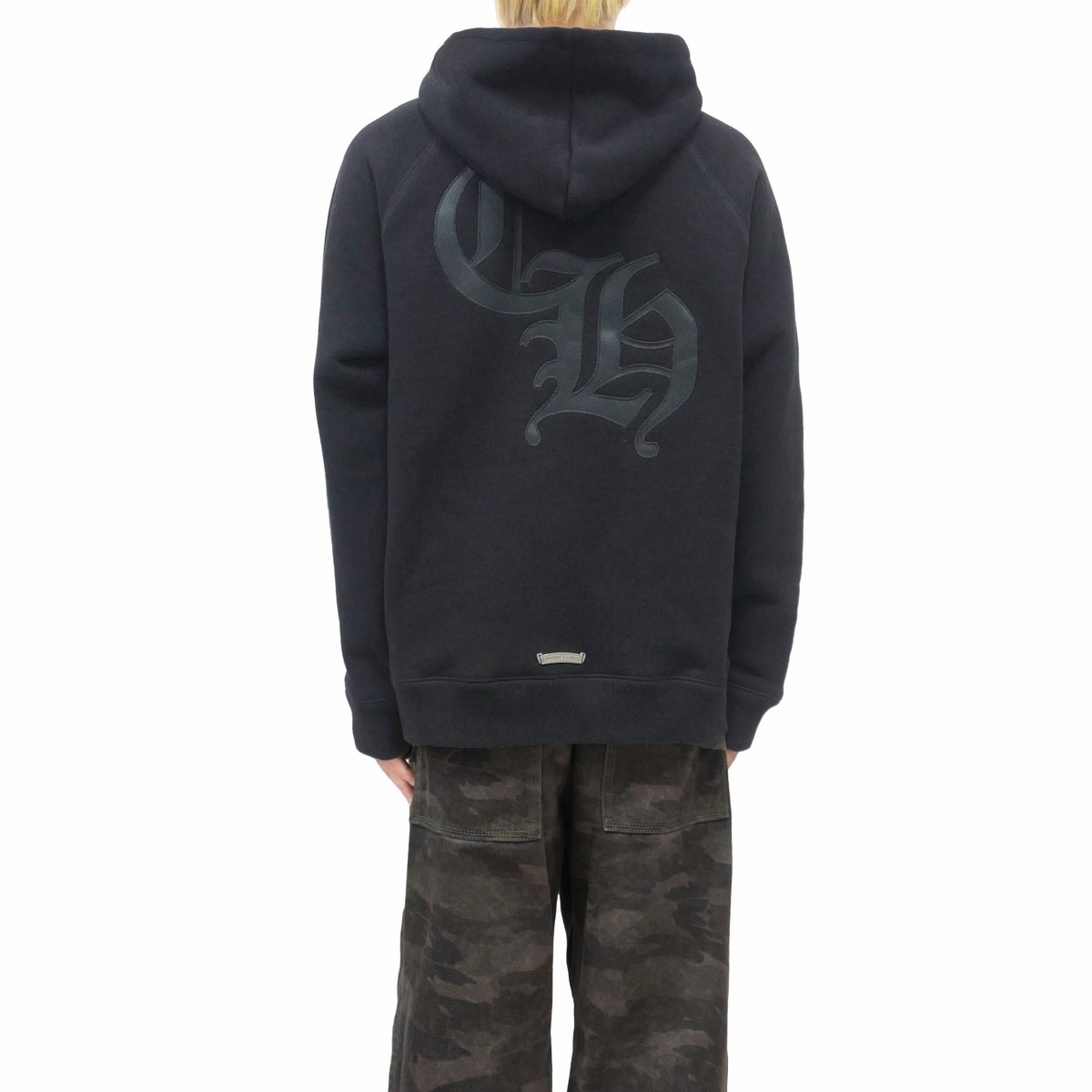 Chrome Hearts CH Logo Cross Leather Patch Black Pullover Hoodie