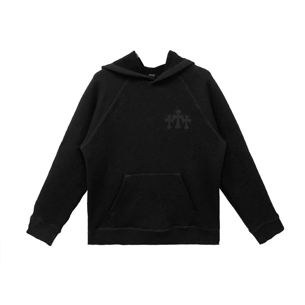 Chrome Hearts CH Logo Cross Leather Patch Black Pullover Hoodie